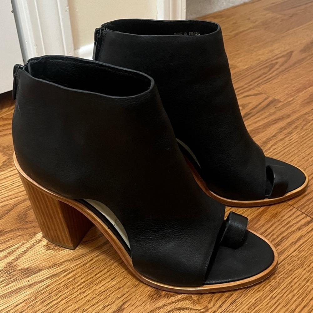 Loeffler Randall Gigi Aviator Black Open-Toe Heeled Boots
